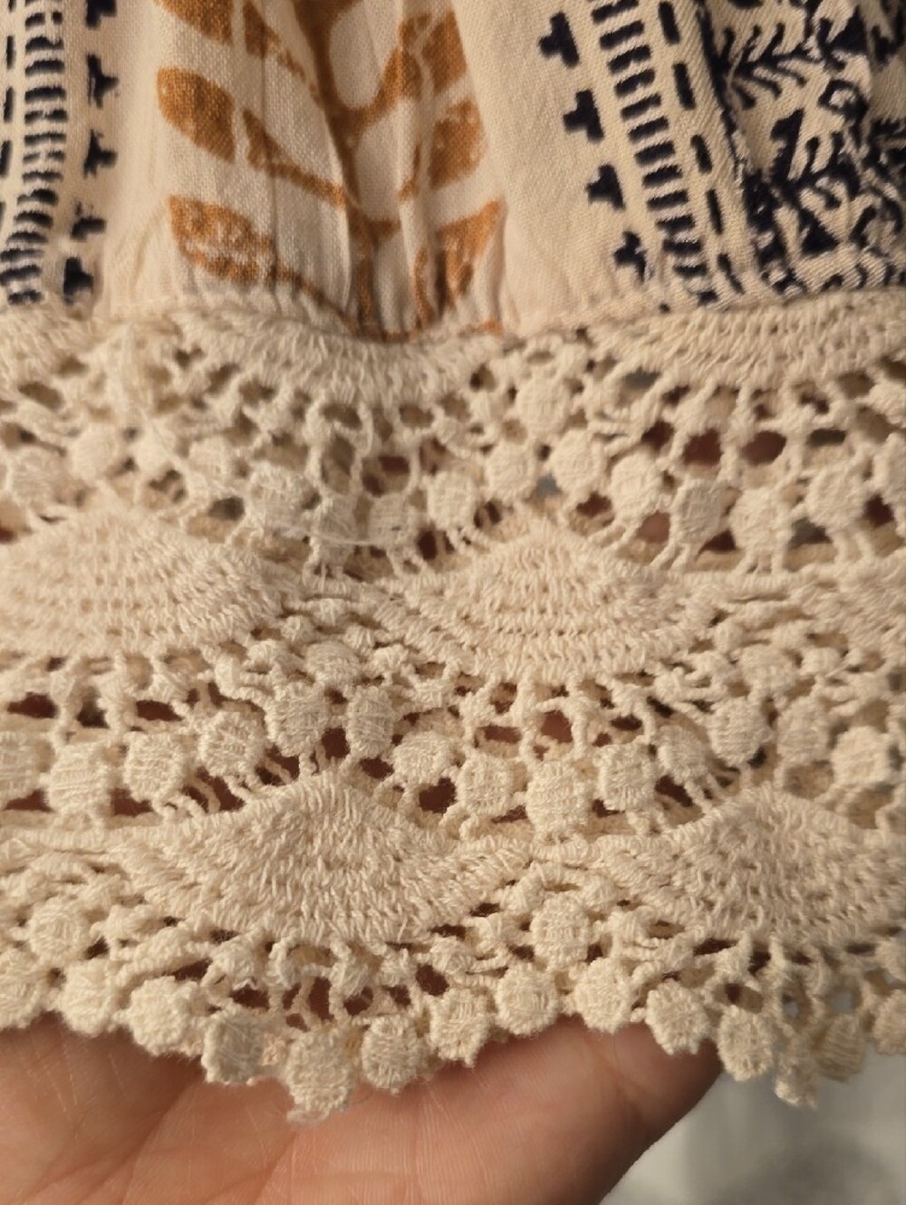Nostalgia Black and Cream Printed Crochet-Hem Tank - Picture 3 of 5